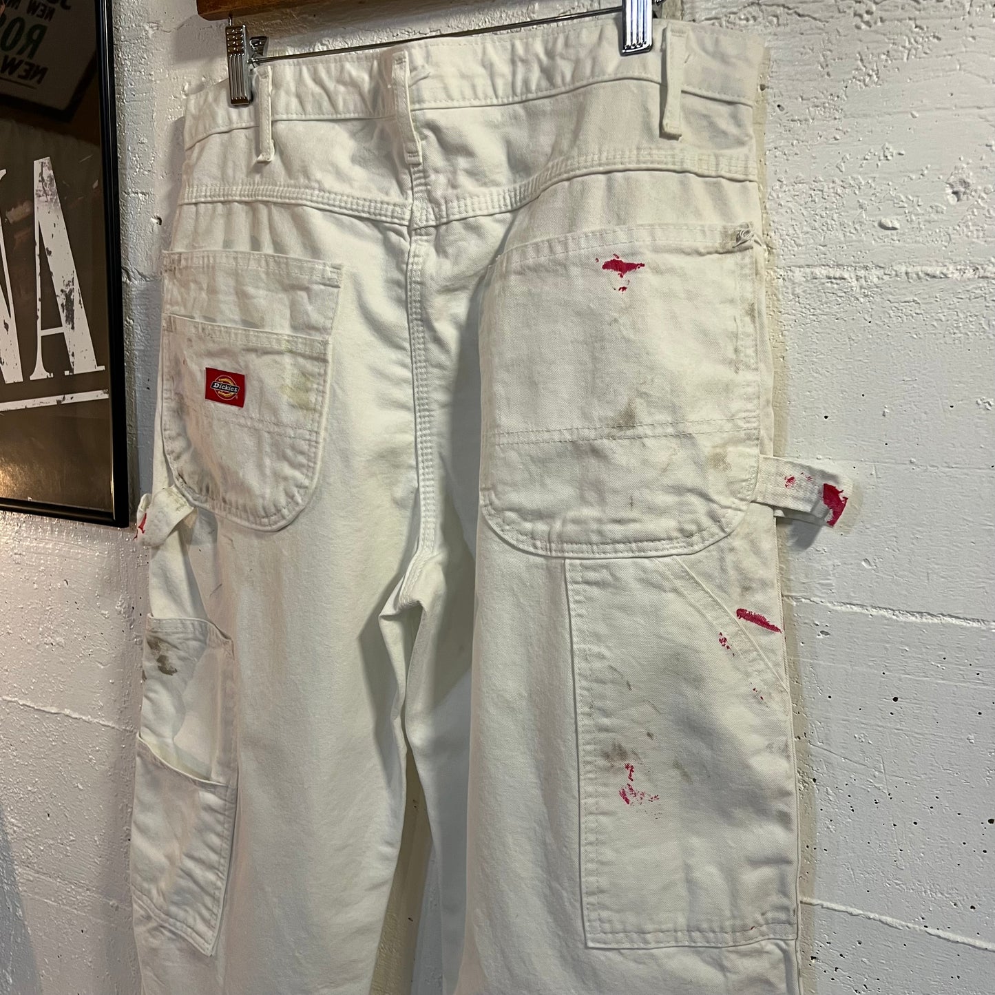 Dickies Distressed Relaxed Fit Utility Painter's Pants - Size 33" x 34" - White - 100% Cotton