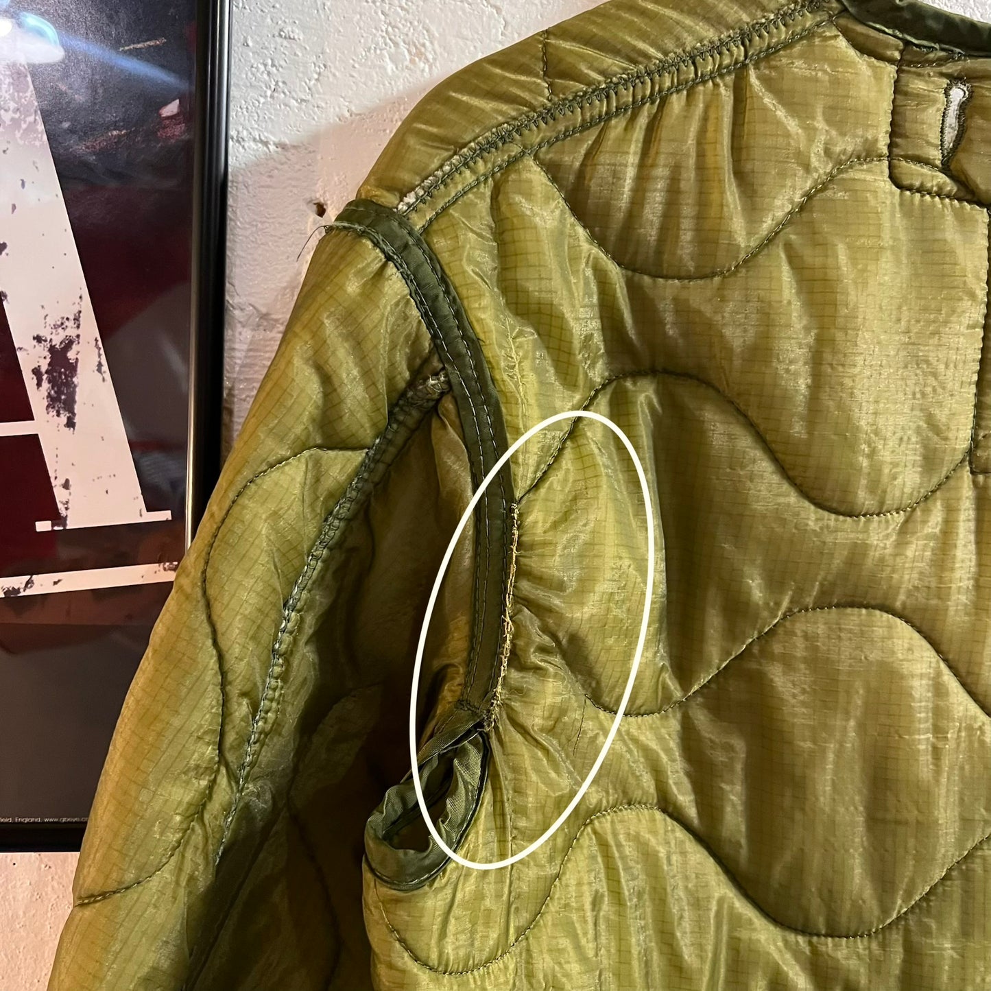 Vintage 80's U.S. Military Issue Cold Weather M-65 Coat Liner - Size XS - Made In USA - Olive Drab