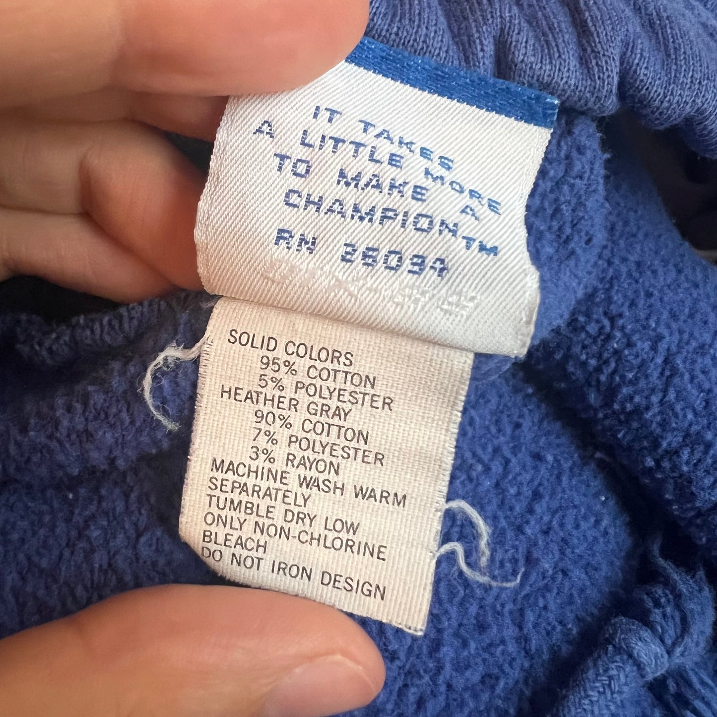 Vintage 80’s Embroidered Champion Heavyweight Sweatpants - Size Large - Made In USA - Royal Blue