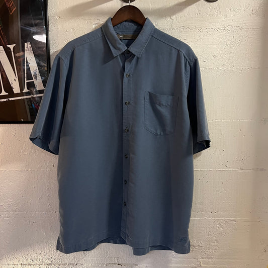 Y2K REI Rayon Short Sleeve Button Up Shirt - Size Large - Blue