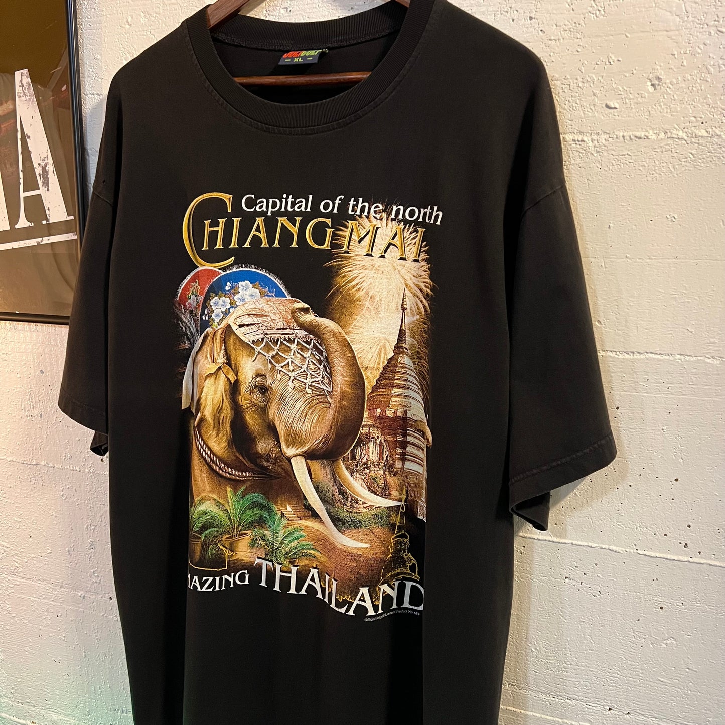 Vintage 90's Joligolf Thailand 'Chiang Mai' Elephant T-Shirt - Size XL - Black