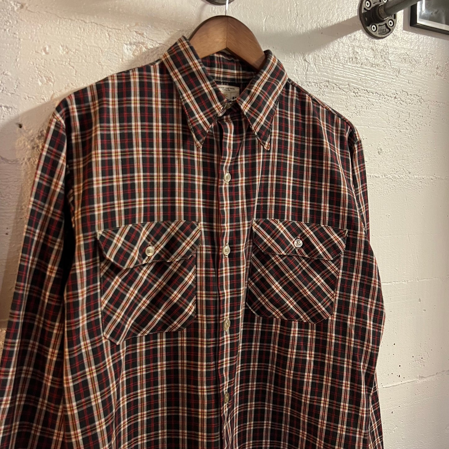 True Vintage 1970's JCPenney's Big Mac Plaid Button Up Flannel Shirt - Size Medium - Made In USA - Red/Navy/White
