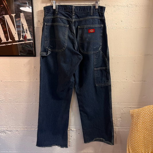 Vintage 2000's Dickies Denim Carpenter Work Jeans - Size 31" x 28" - Dark Indigo - 100% Cotton