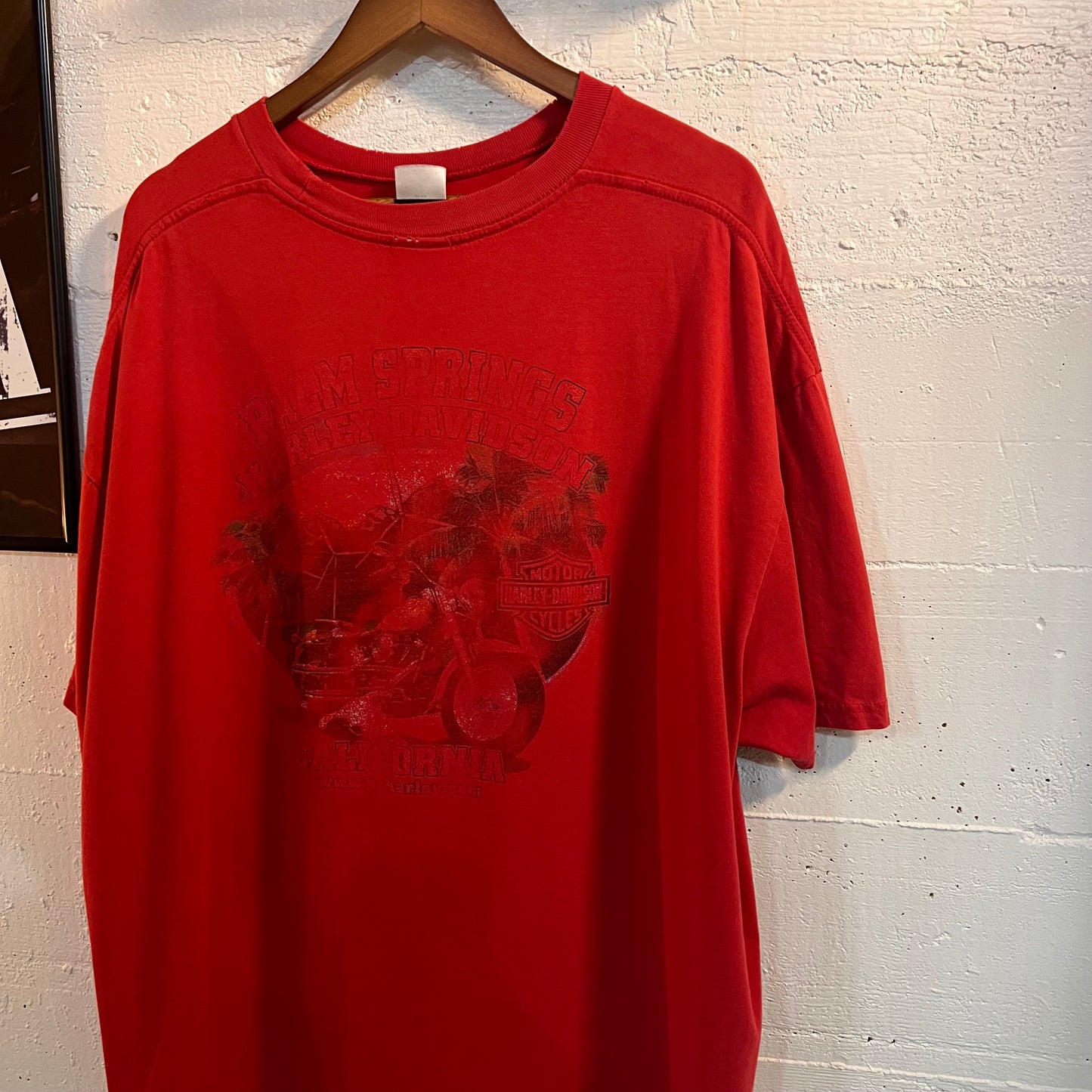 Vintage Y2K Distressed Faded Harley Davidson Palm Spring, CA T-Shirt - Size 3XL - Red