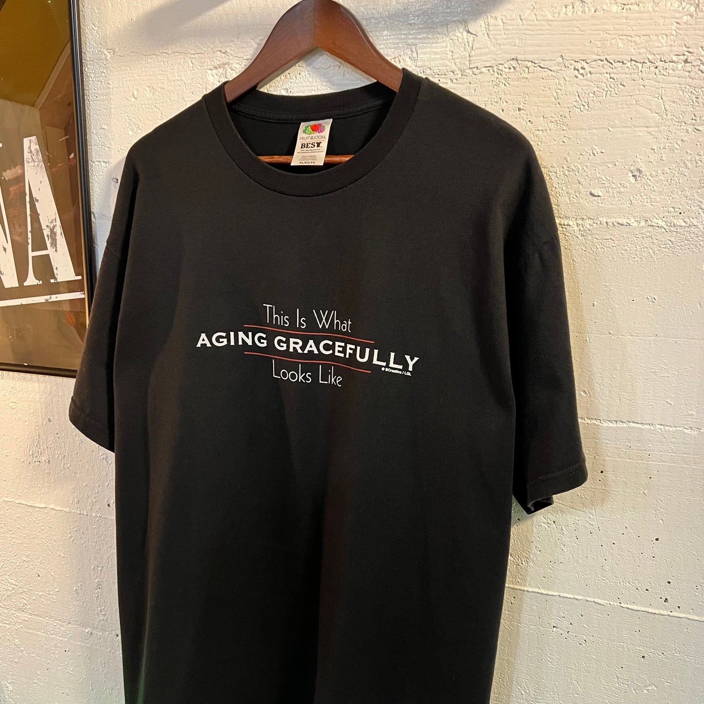 Vintage Funny ‘Aging Gracefully’ T-Shirt - Size XL - Black/White/Red