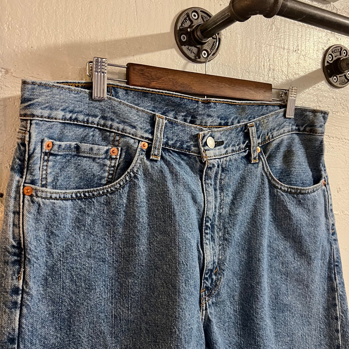 2000's Levi's 505 Medium Wash Denim Shorts - Size 36" - Medium Wash Indigo - 100% Cotton