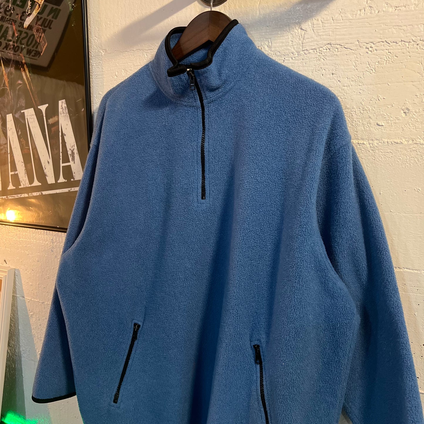 Vintage 90's/00's Eddie Bauer Pullover Quarter Zip Fleece Jacket - Size Large - Sky Blue