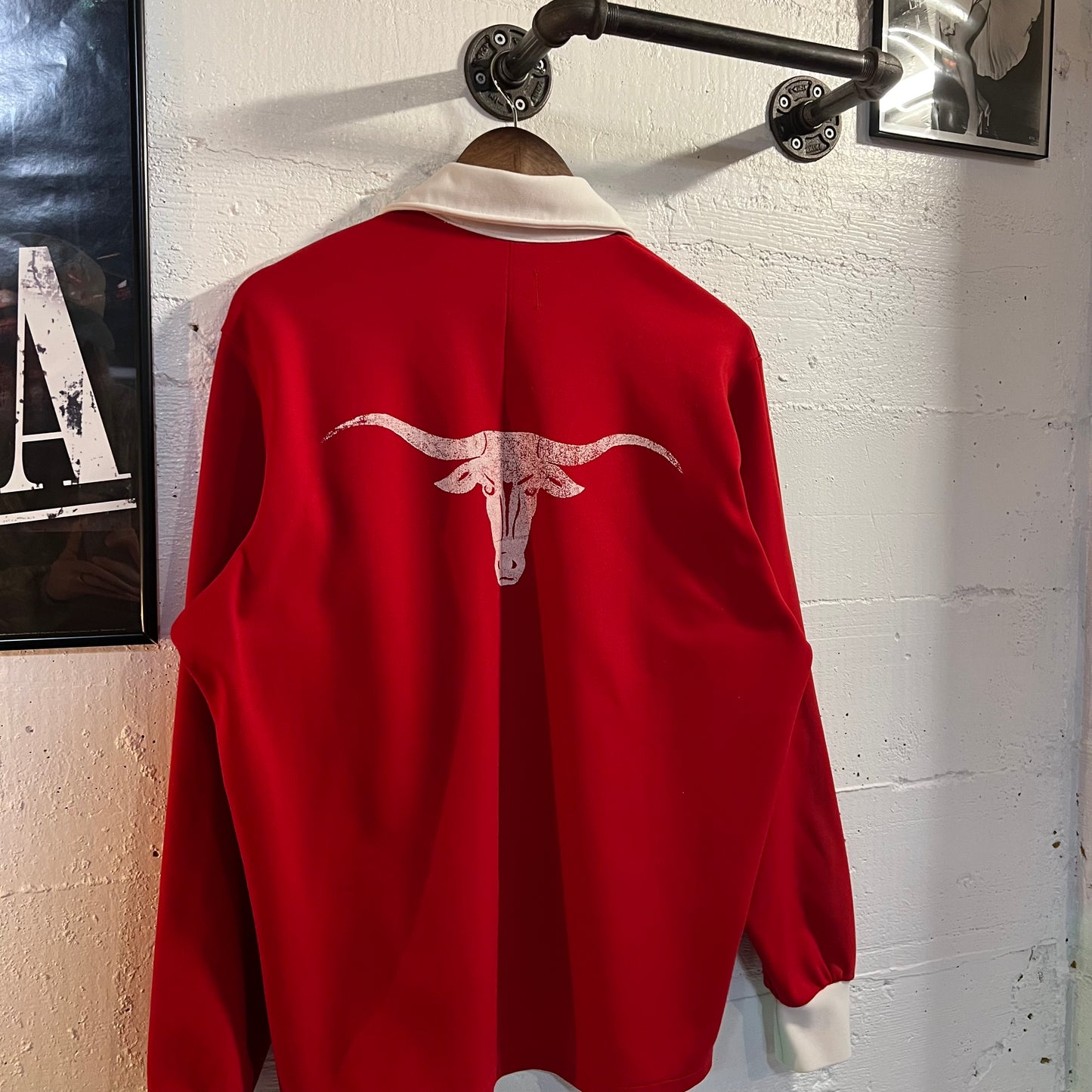 Vintage 60’s/70’s Spanjian SHS ‘#11’ Long Horn Athletic Windbreaker Zip Up Jacket - Size Large - Made In USA - Red/White/Blue