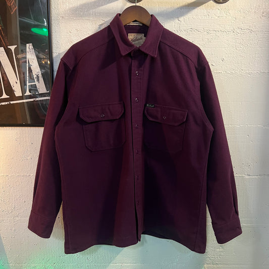 Vintage Woolrich Expedition Chamois Cloth Long Sleeve Button Up - Size Large - Made In USA - Aubergine