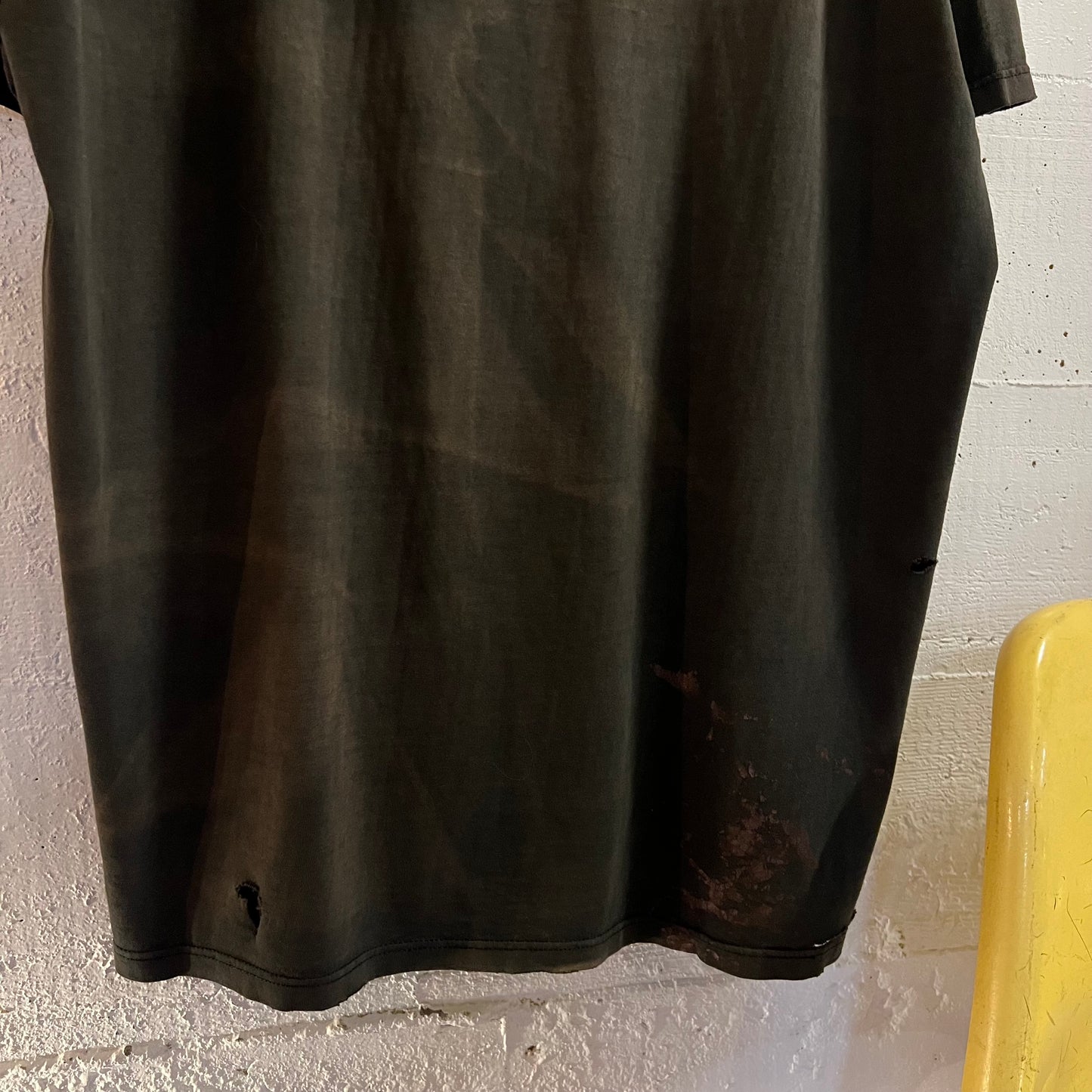 Vintage 90's Exceptionally Distressed Russell Athletic Blank T-Shirt - Size XL - Made In USA - Faded Black