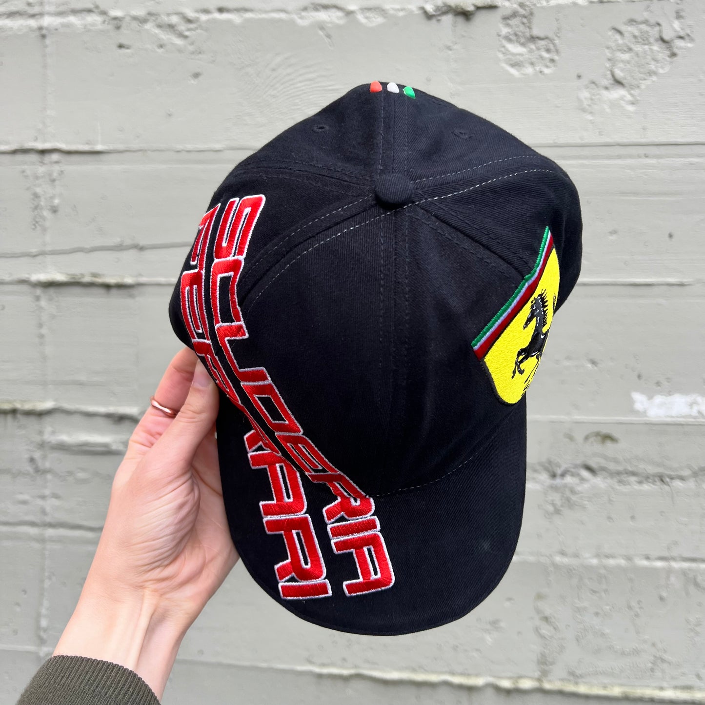 Vintage 2000's Embroidered Scuderia Ferrari Velcro Strap Back Baseball Hat - One Size Fits All - Black/Red/White/Yellow/Green