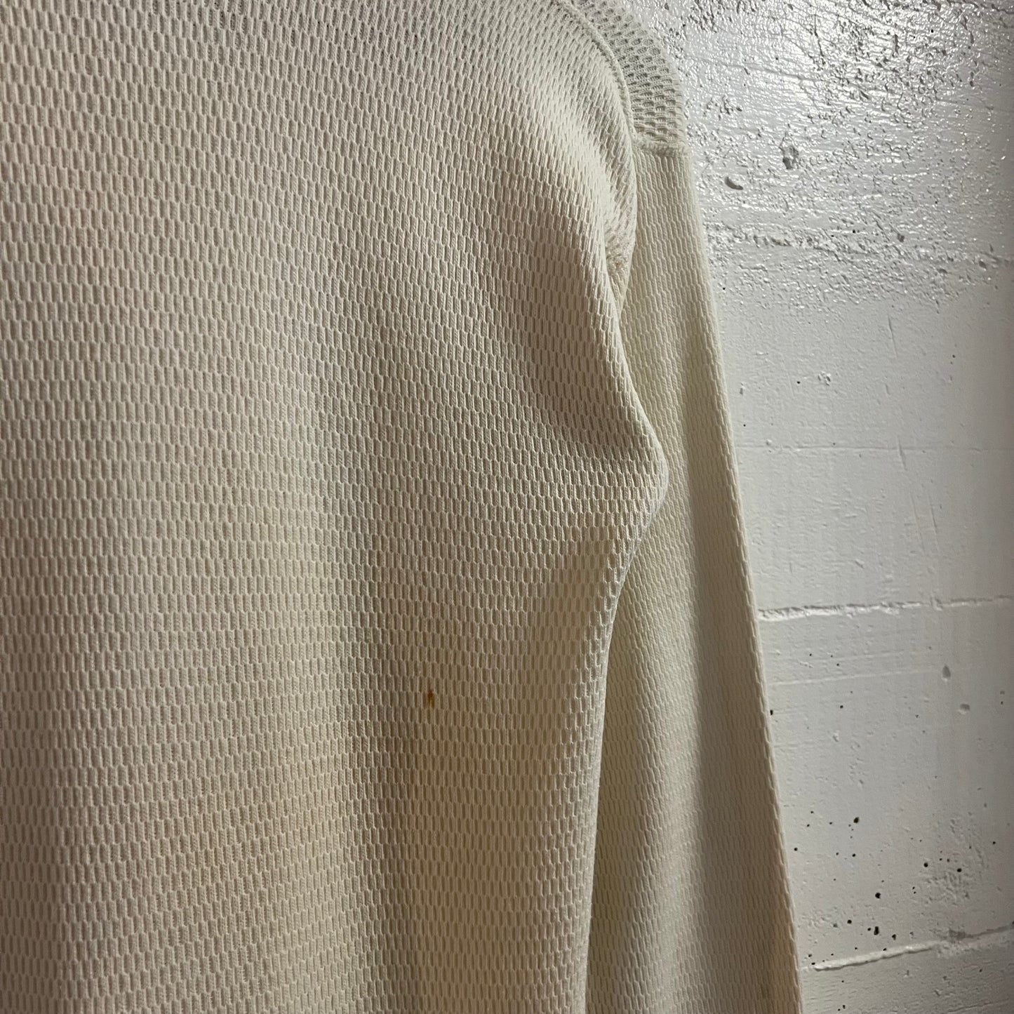 Vintage 1970’s Distressed K-Mart Waffle Knit Long Sleeve Thermal Shirt - Size Medium - Made In USA - Antique White