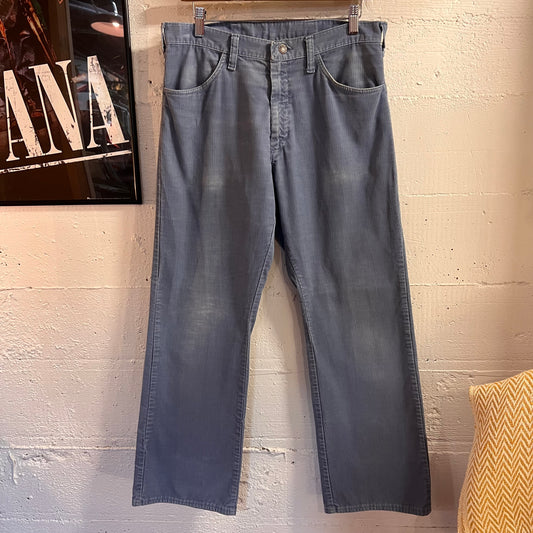 True Vintage 1970's Montgomery Ward Light Blue Corduroy Pants - Size 32" x 29" - Made In USA - Scovill Zipper