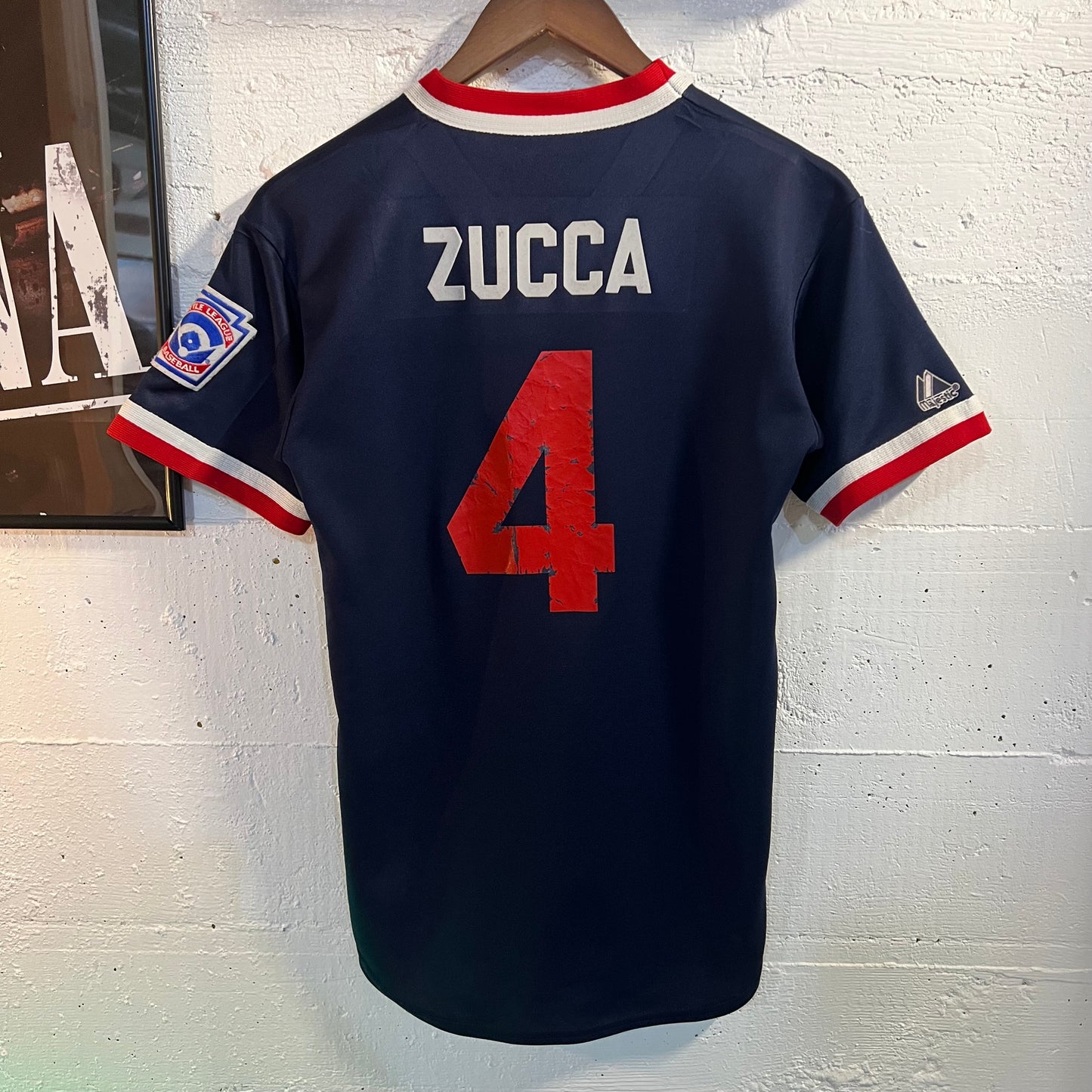 Vintage Majestic Red Sox Little League Baseball Jersey - Size Small - Navy/Red/White