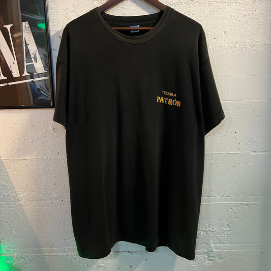 Vintage 90's Patrón Tequila Single Stitch Distressed T-Shirt - Size XL - Made In USA - Black/Gold