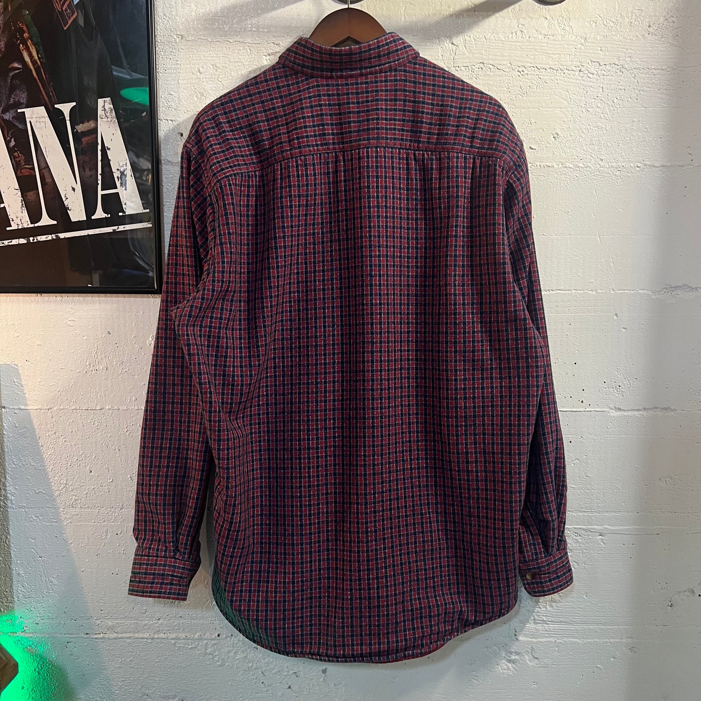 Vintage L.L. Bean Fleece Lined Plaid Flannel Shirt Jacket - Size Large - Made In USA - Red/Blue