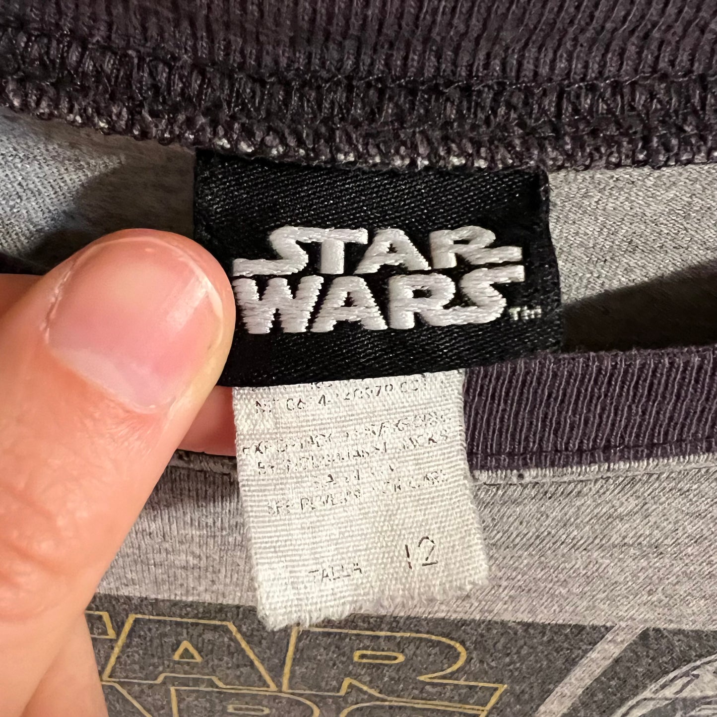 Vintage Distressed Star Wars Graphic Baby T-Shirt - Size Youth Large - Grey/Faded Black/Yellow