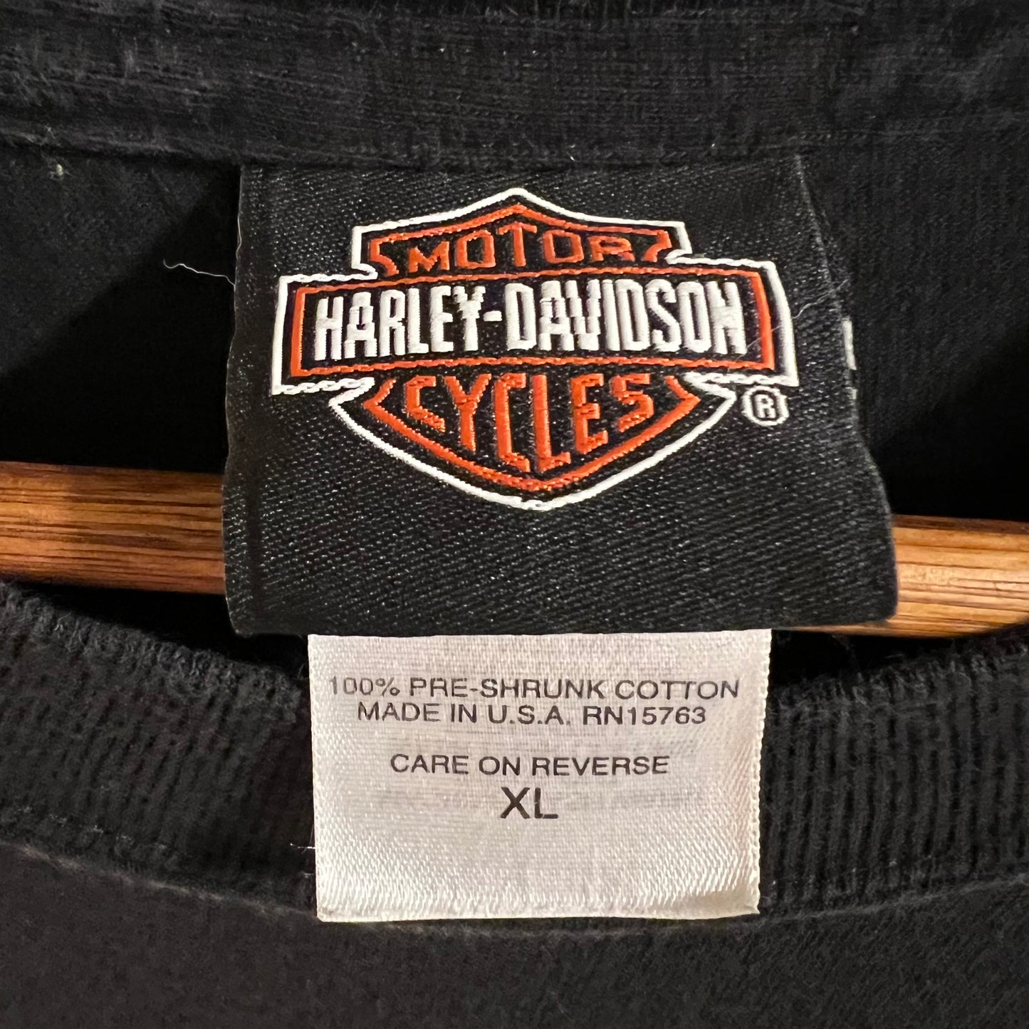 2009 Harley Davidson ‘Northern Lights’ Arbor Vitae, WI Graphic T-Shirt - Size XL - Made In USA - Black/Multi