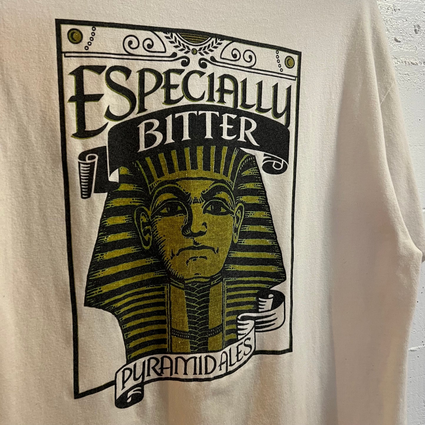 Vintage 90’s Special Bitter Pyramid Ales Single Stitch T-Shirt - Size Large - Made In USA - White/Black/Gold