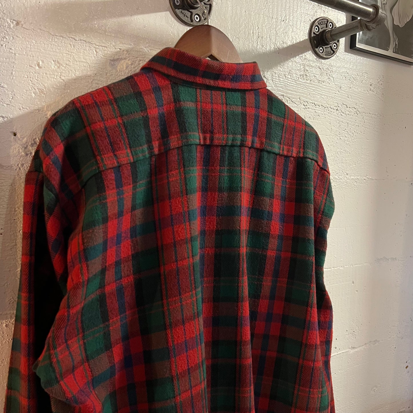 Vintage Codet Heavyweight Plaid Cotton Flannel Shirt - Size XL - Made In USA - Red/Black/Green