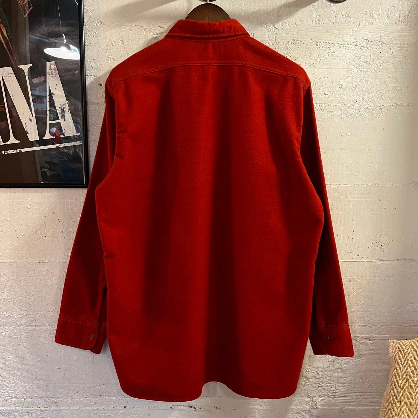 True Vintage 1970's Woolrich Chamois Cloth Flannel Shirt - Size Large - Made In USA - Red - 100% Cotton