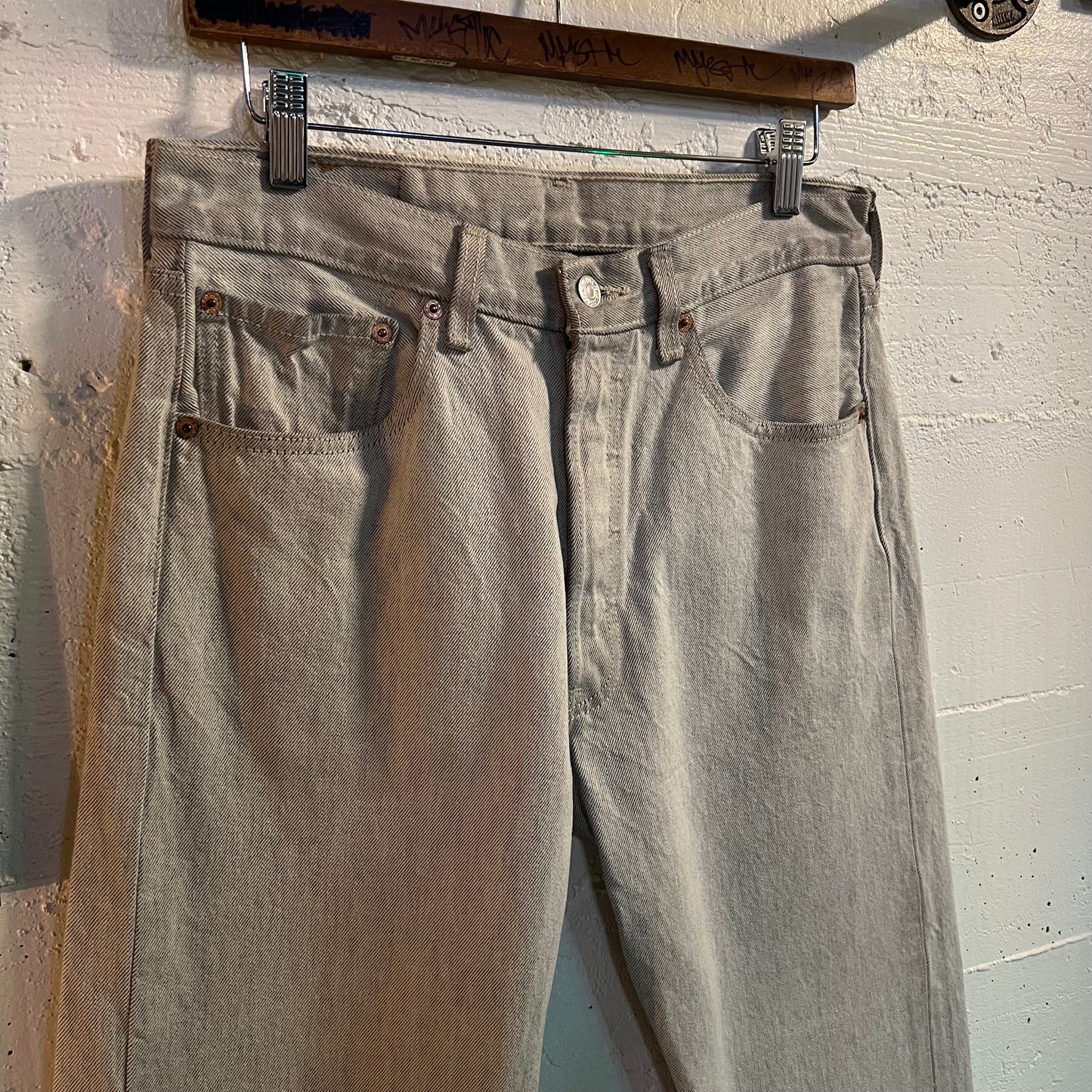 2011 Levi's 501 Button Fly Silver Denim Jeans - Size 32" x 30" - Silver/Gray