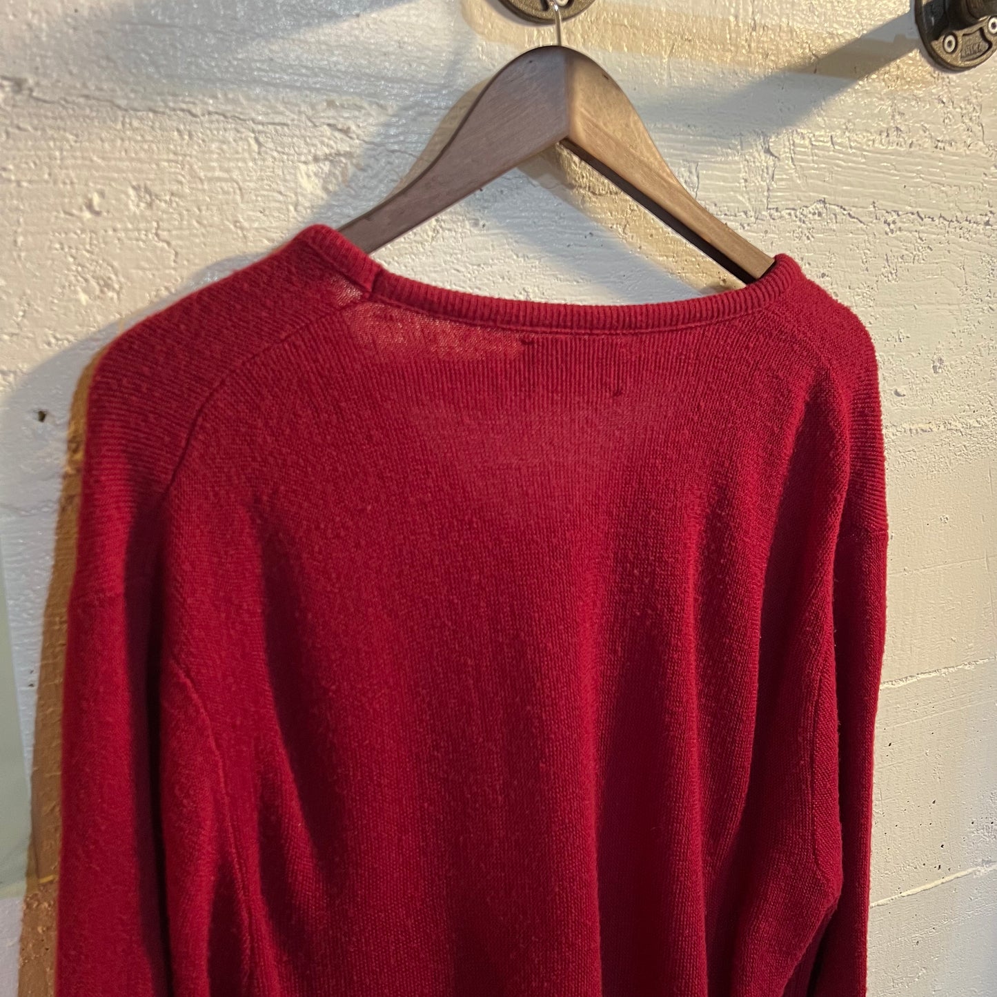 Vintage 1950's Izod Lacoste Wool Knit Sweater - Size L - Made In USA - Burgundy