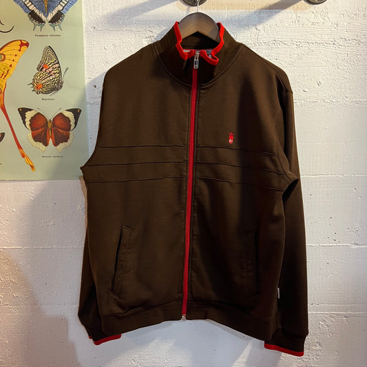 Vintage eS Shoes Skateboard Track Jacket - Size Large - Brown/Red