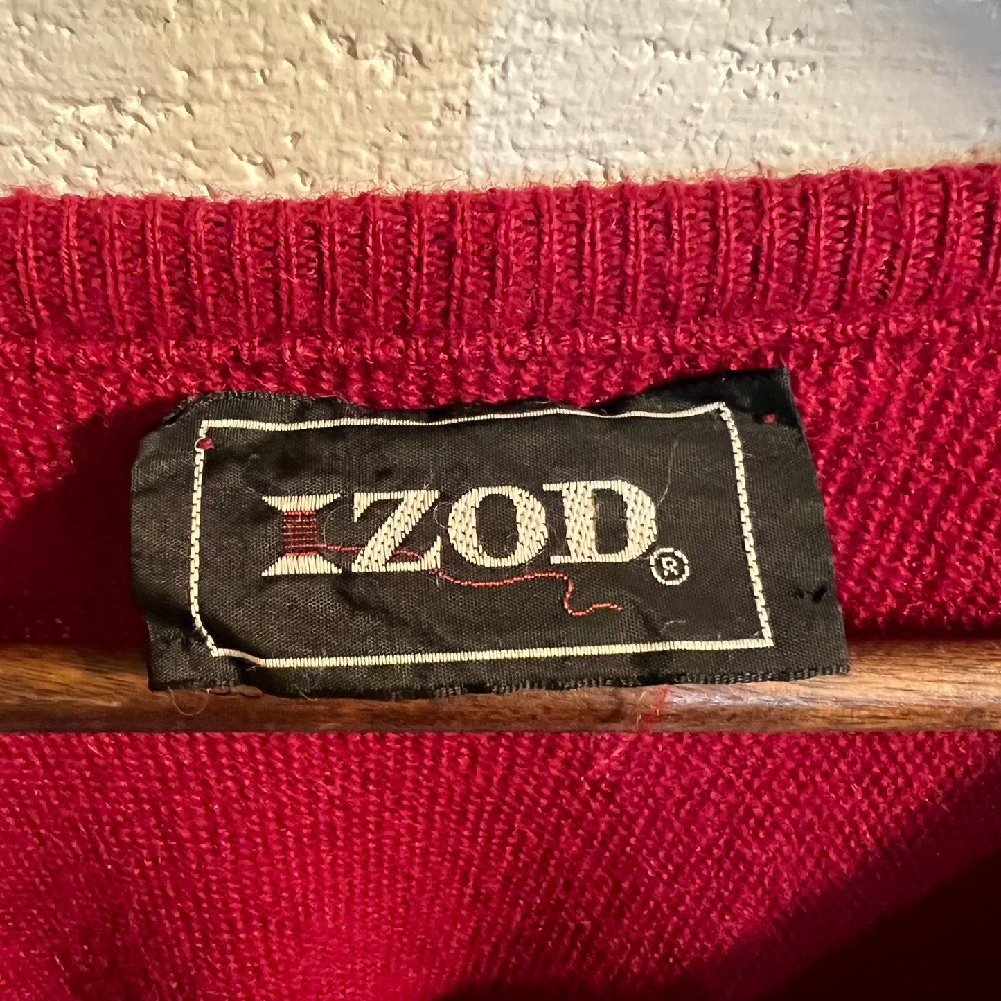 Vintage 1950's Izod Lacoste Wool Knit Sweater - Size L - Made In USA - Burgundy