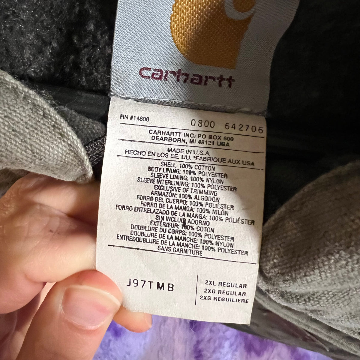 Vintage 2000 Carhartt J97TMB 'Timber' Blanket Lined Detroit Jacket - Size XXL - Union Made In USA
