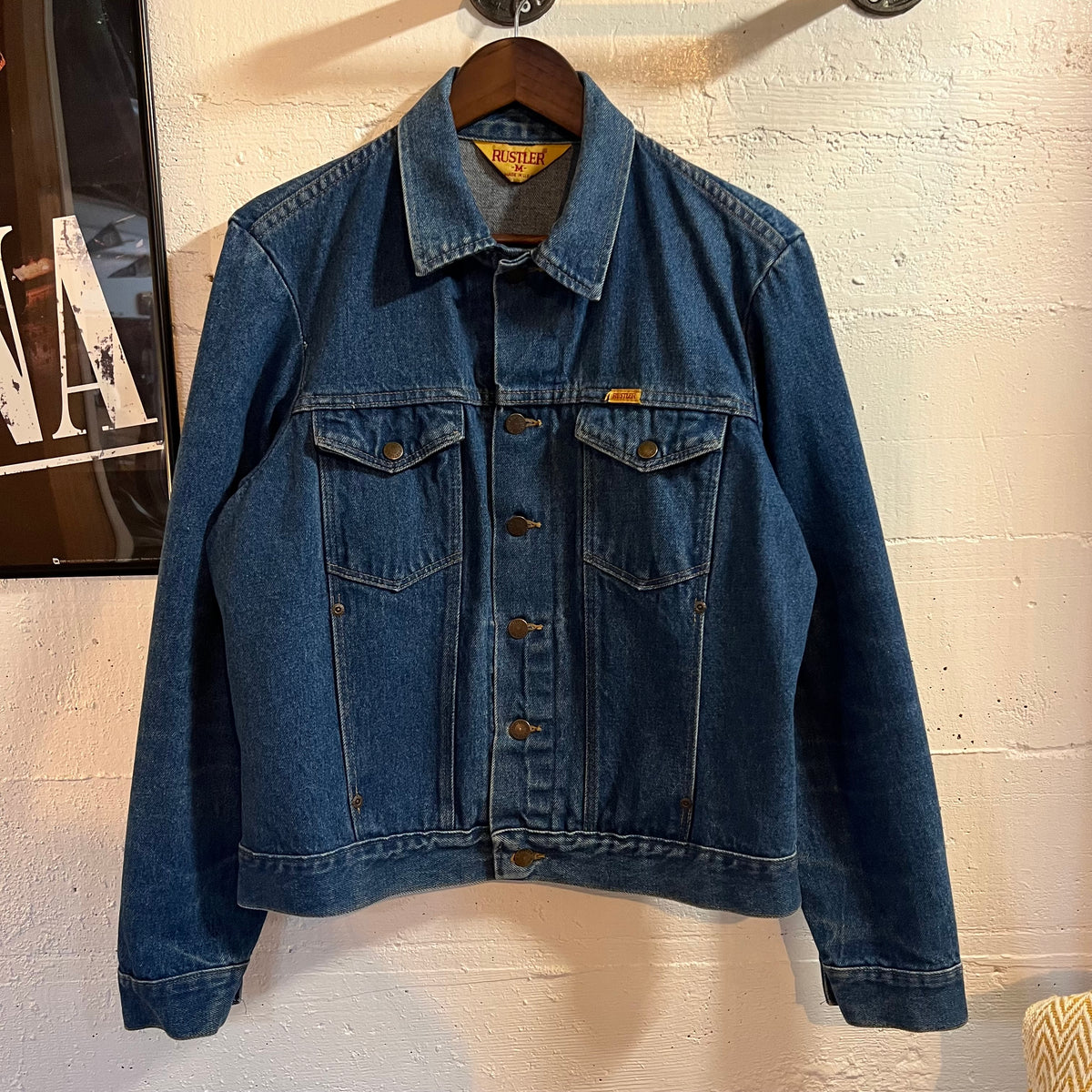 Vintage 1980's Rustler Blue Bell Denim Trucker Jacket - Size Medium - Made In USA - 100% Cotton