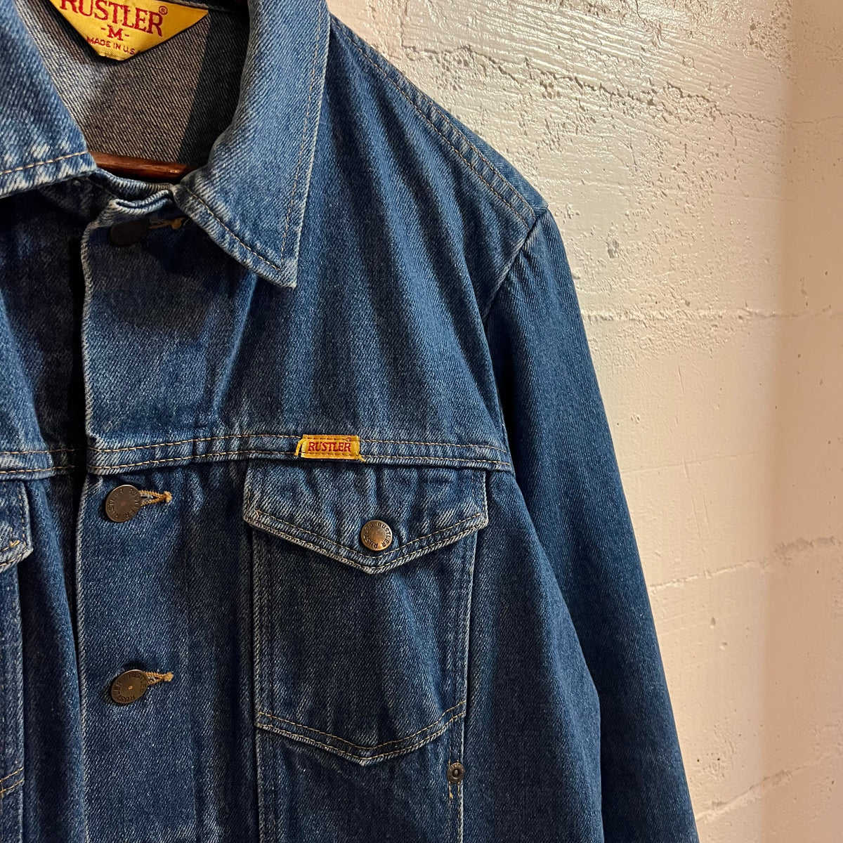 Vintage 1980's Rustler Blue Bell Denim Trucker Jacket - Size Medium - Made In USA - 100% Cotton
