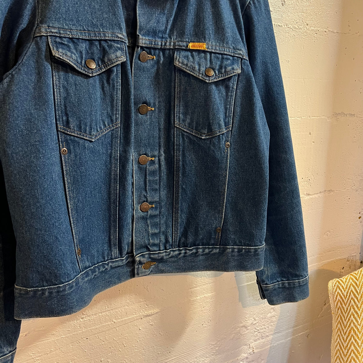 Vintage 1980's Rustler Blue Bell Denim Trucker Jacket - Size Medium - Made In USA - 100% Cotton
